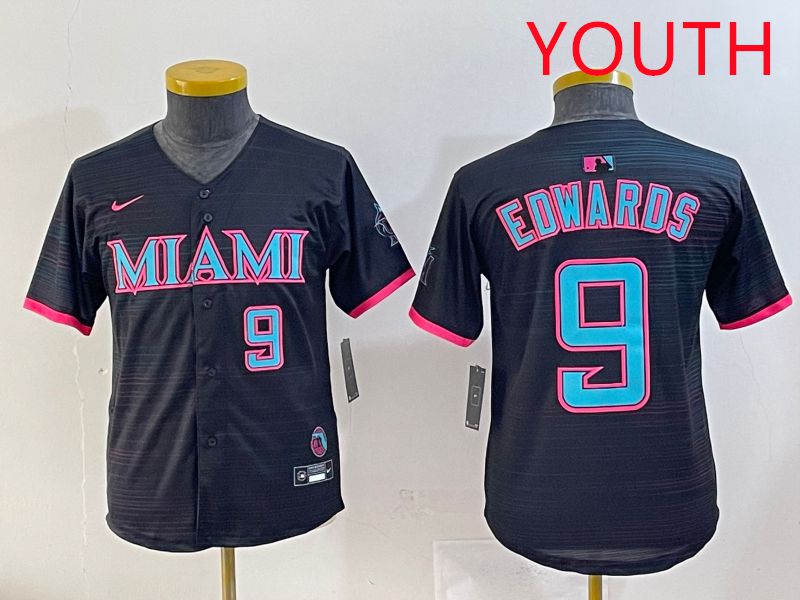 Youth 2025 Miami Marlins #9 Edwards Black Joint Name Nike MLB Jersey style 6->chicago cubs->MLB Jersey